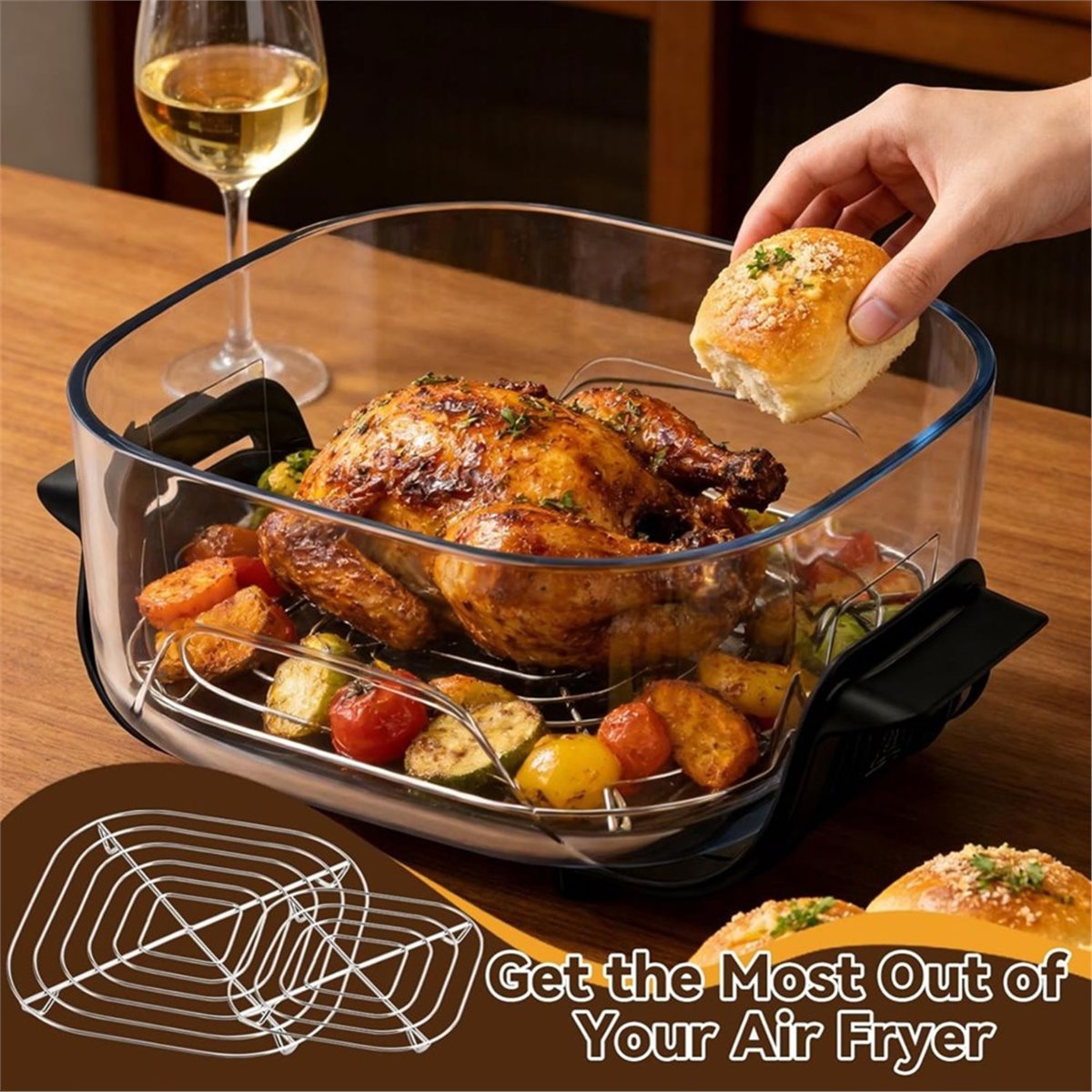 تحديث. 3 قطع من الرفوف المصنوع - مراجعة Air Fryer وسعره
