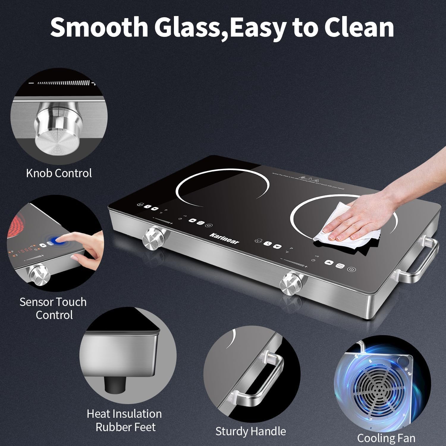 موقد كارينير سيراميك بمنطقتين، - مراجعة Induction Cooktop Portable وسعره